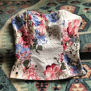 White House Black Market Cream Bustier Blouse